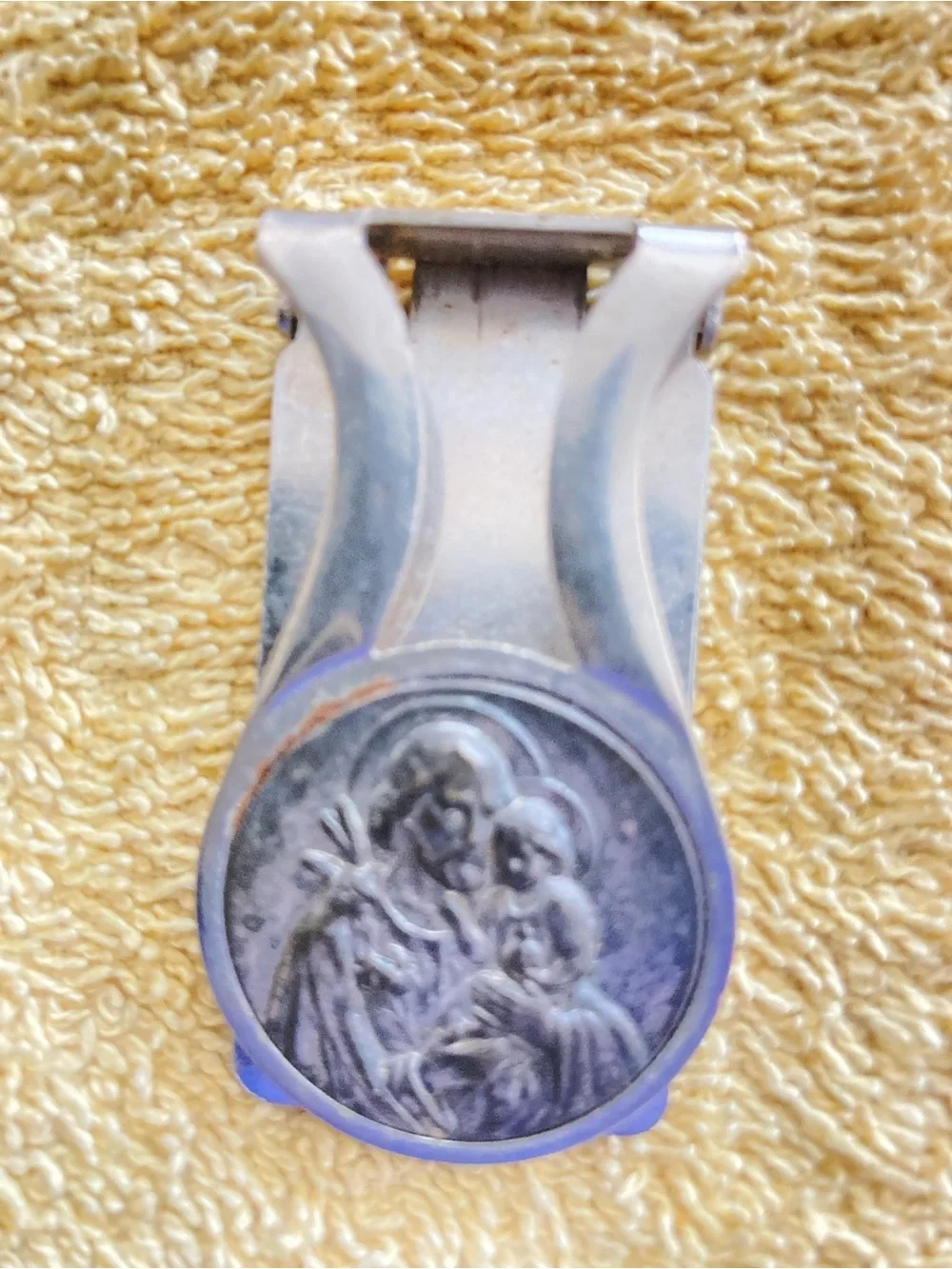 Religious Medal Money Clip - Silver Tone